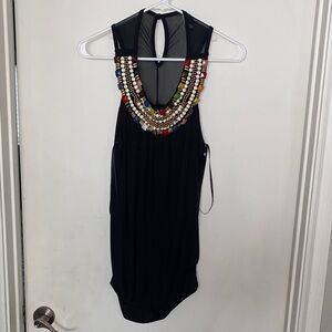 Forever 21 Black Dress with Colorful Beaded Neckline